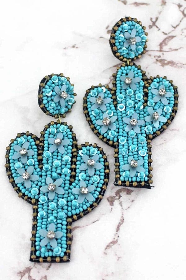 Cactus beaded earrings Southwest Bedazzle jewelz