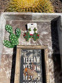 Cactus BEADED EARRINGS Southwest Bedazzle jewelz
