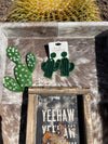 Cactus BEADED EARRINGS Southwest Bedazzle jewelz