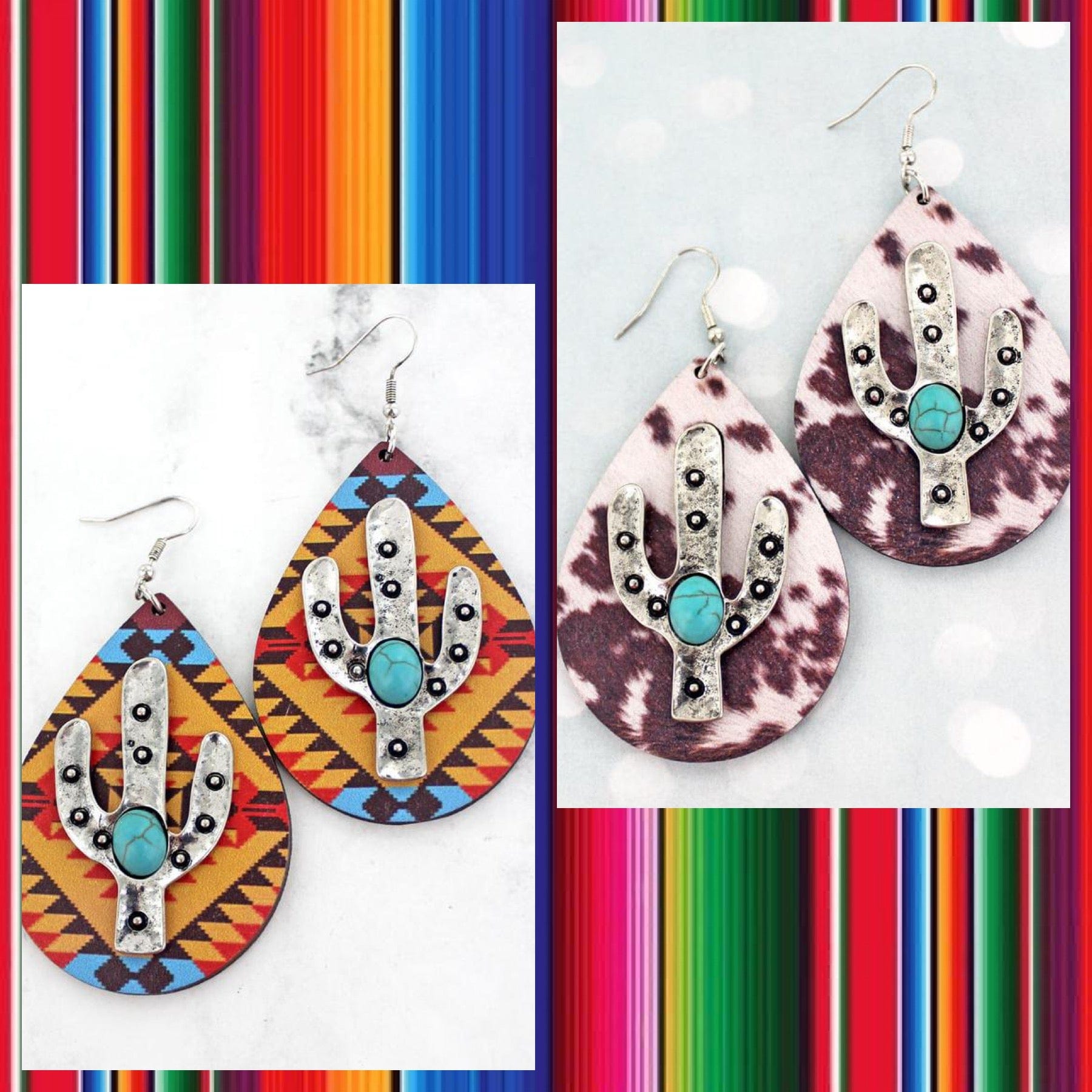Cactus teardrop charm earrings Southwest Bedazzle jewelz