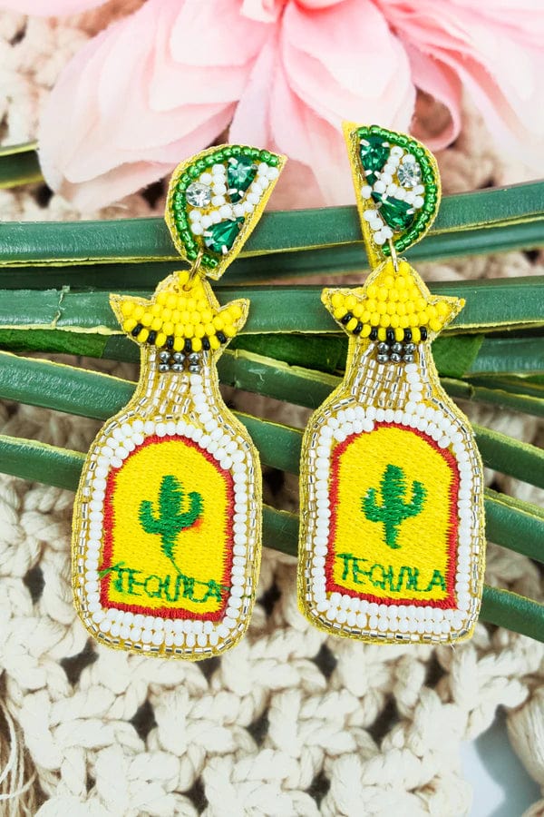 Cactus tequila Summer Fiesta beaded EARRINGS Southwest Bedazzle jewelz