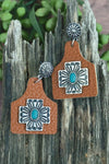 Cattle ear tag leather earrings Southwest Bedazzle jewelz