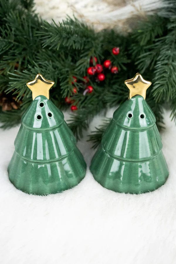 Christmas tree ceramic Salt & Pepper shakers Southwest Bedazzle home decor