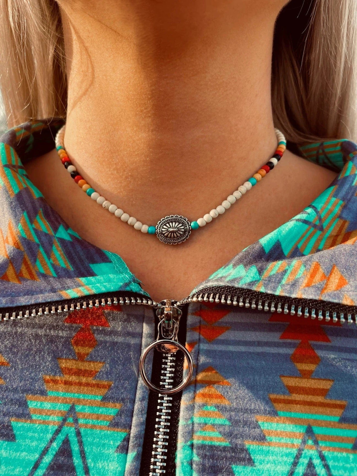 concho Choker necklace Southwest Bedazzle jewelz