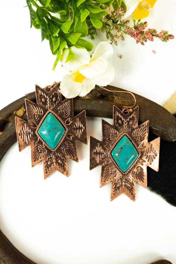 Copper aztec earrings Southwest Bedazzle jewelz