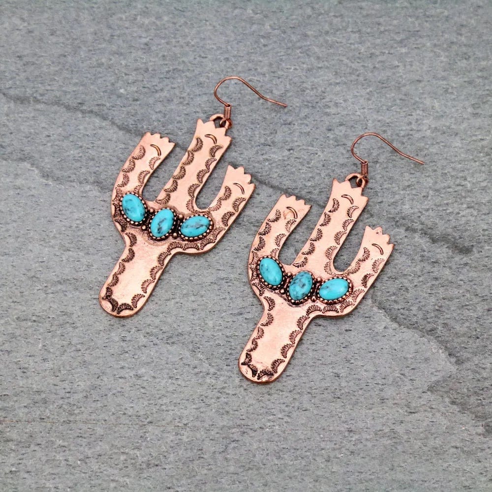 Copper cactus earrings Southwest Bedazzle jewelz
