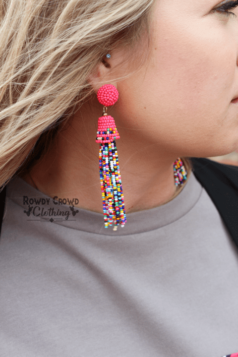 Cotton candy earrings long beaded Southwest Bedazzle jewelz