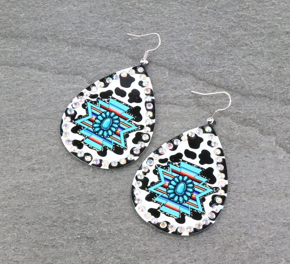 Cow aztec earrings Southwest Bedazzle jewelz