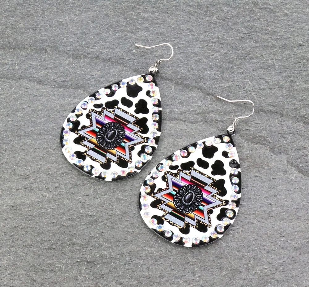 Cow aztec earrings Southwest Bedazzle jewelz