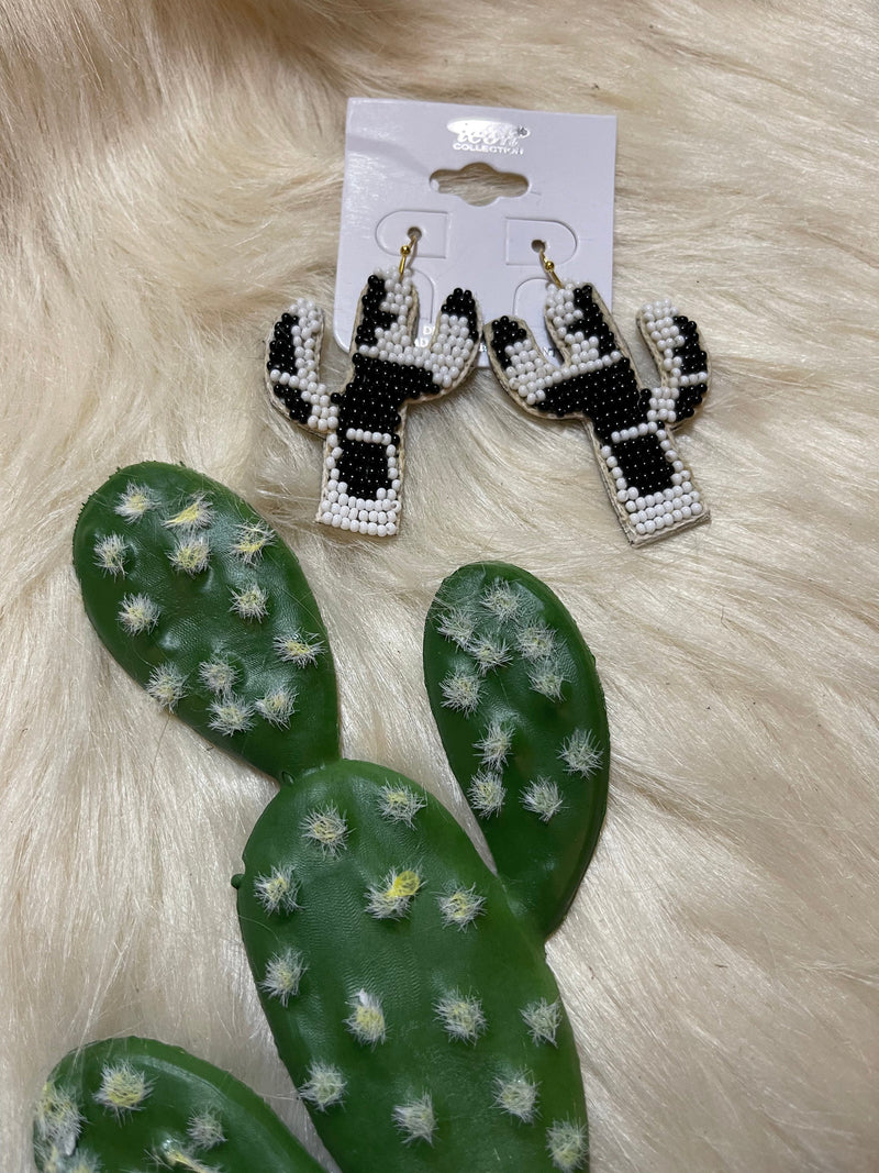 Cow beaded Cactus earrings Southwest Bedazzle jewelz