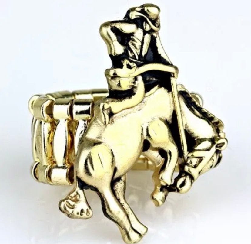 Cowboy stretch gold ring Southwest Bedazzle jewelz