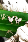 Cowhide ranch earrings Southwest Bedazzle jewelz