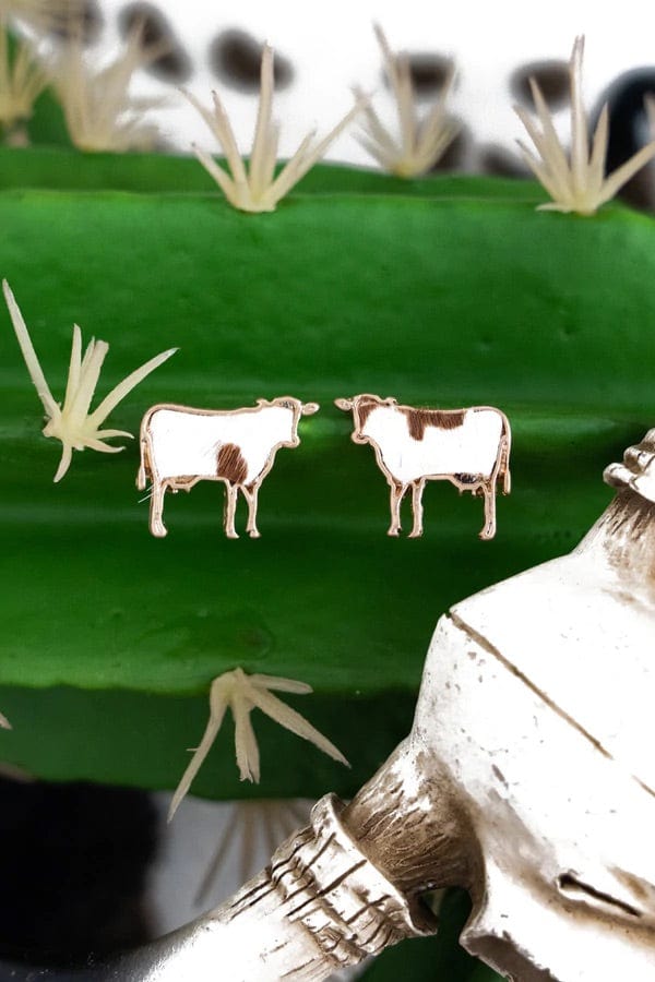Cowhide ranch earrings Southwest Bedazzle jewelz