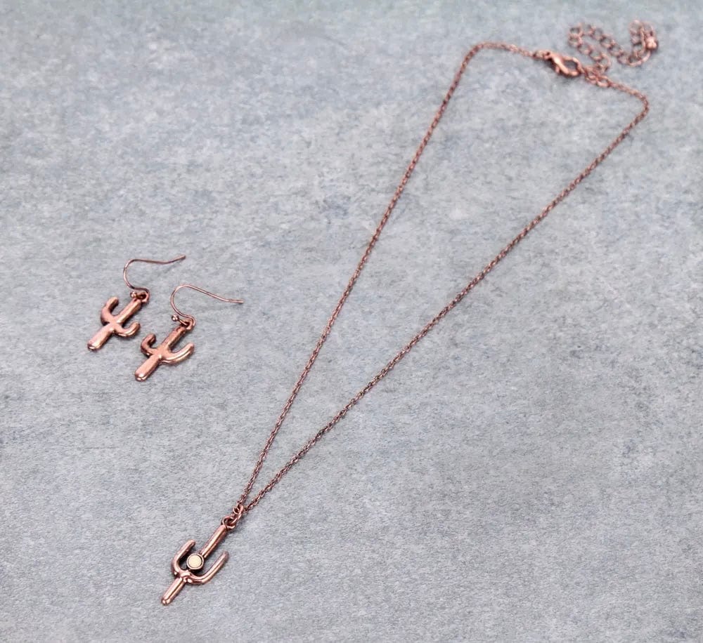 Dainty Cactus turquoise drop necklace set Southwest Bedazzle jewelz