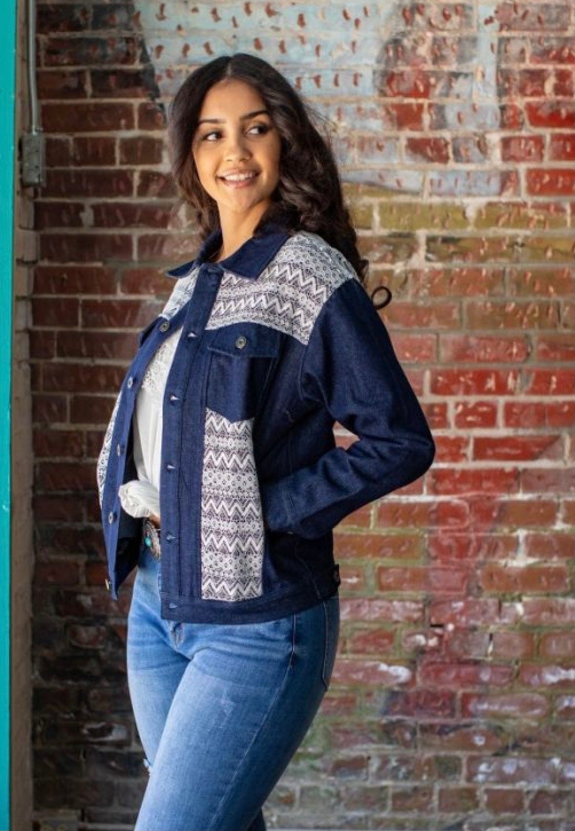 Dark denim lace jacket Southwest Bedazzle Bargain bonanza