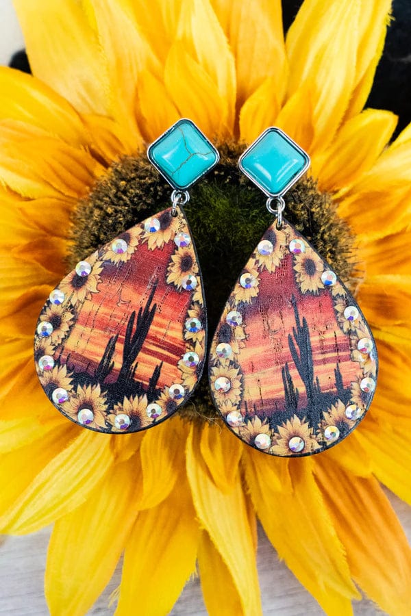 Desert Cactus earrings Southwest Bedazzle jewelz