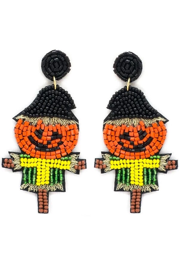 Fall Scarecrow halloween beaded earrings Southwest Bedazzle jewelz