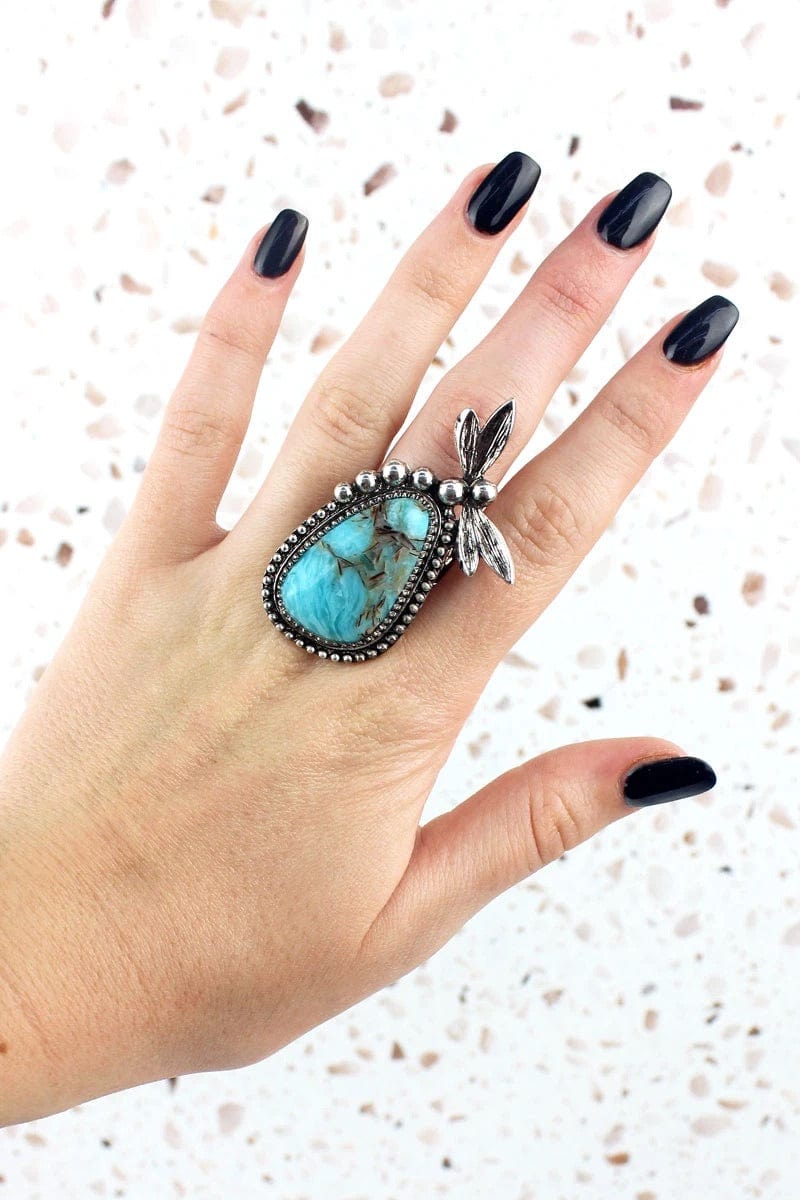 Firefly turquoise stretch ring Southwest Bedazzle jewelz