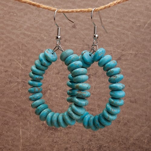 Grand turquoise hoop earrings Southwest Bedazzle jewelz
