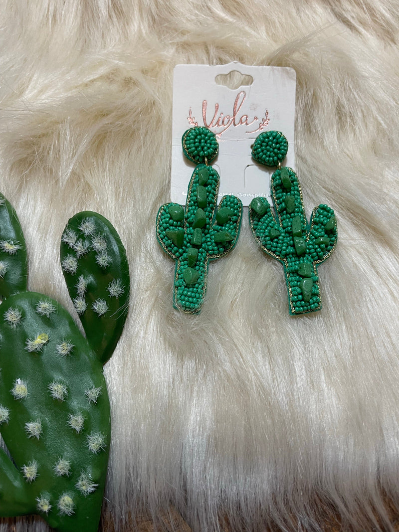 Green cactus seed bead & chip earrings Southwest Bedazzle jewelz
