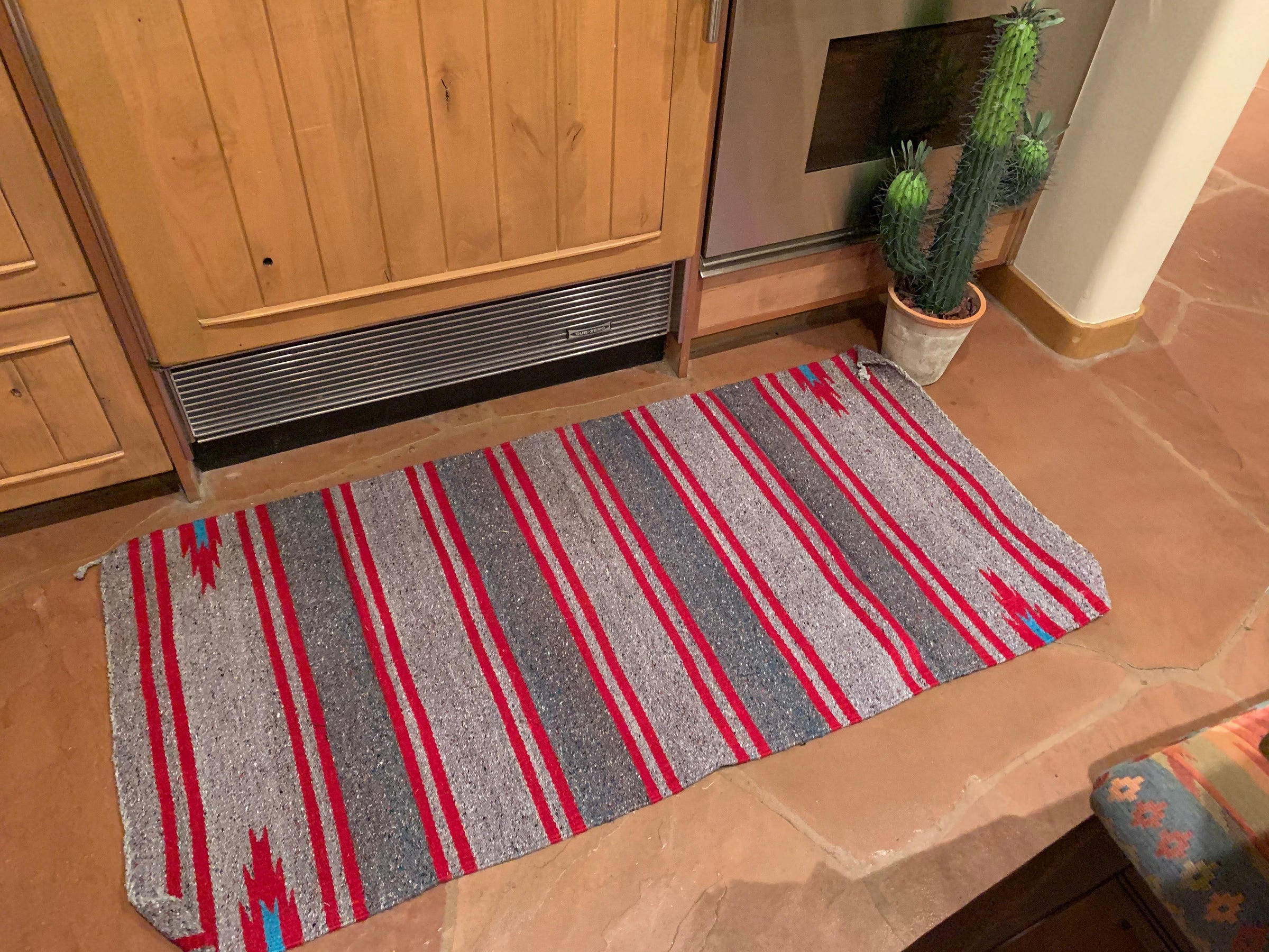 Grey/red El saddle blanket XL rug  60”-30” Southwest Bedazzle home decor