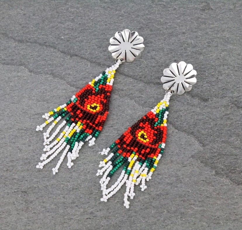 Handmade western desert rose beaded earrings Southwest Bedazzle jewelz