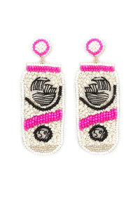 Hard seltzer earrings   Beaded hot pink Southwest Bedazzle jewelz