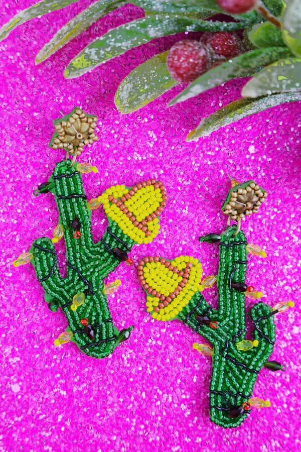 Holiday Christmas light Saguaro earrings Southwest Bedazzle jewelz