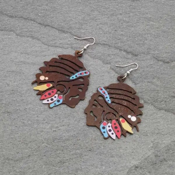 Indian Chief earrings Southwest Bedazzle jewelz
