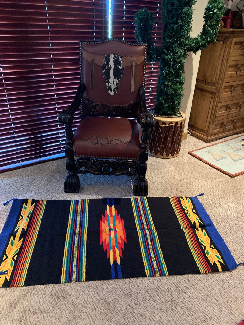 Large Azteca rug  black Southwest Bedazzle home decor