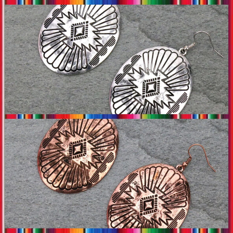 Large oval aztec earrings Southwest Bedazzle jewelz