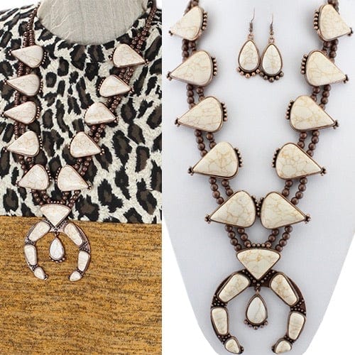 Large Triangle squash blossom white turquoise Southwest Bedazzle jewelz