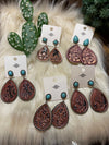LEATHER TURQUOISE EARRINGS Southwest Bedazzle jewelz