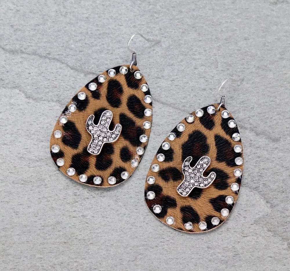 Leopard cactus earrings Southwest Bedazzle jewelz