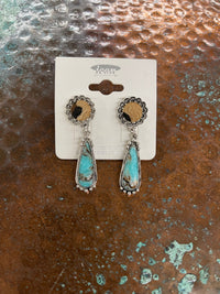 Leopard turquoise drop earrings Southwest Bedazzle jewelz