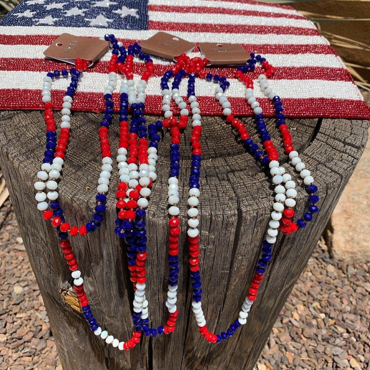 Long 60” USA BEADED NECKLACE STRAN Southwest Bedazzle jewelz
