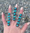 Long blue turquoise ring  one size Southwest Bedazzle jewelz