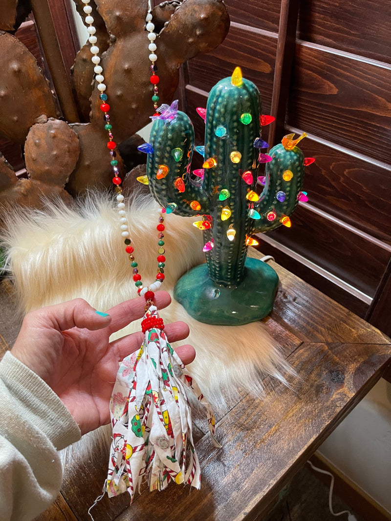 Long Christmas beaded necklace Southwest Bedazzle jewelz