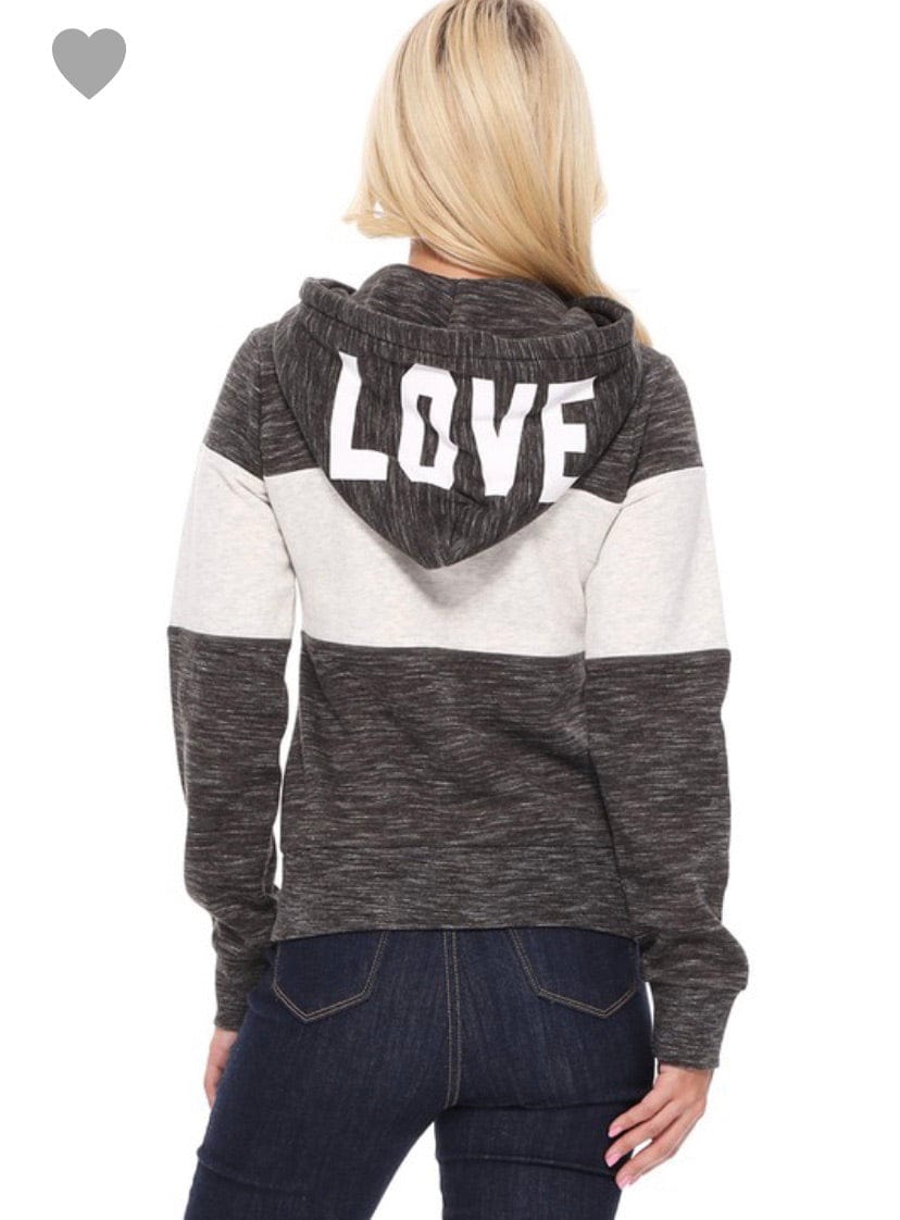 Marbled black LOVE zip up hooded ACTIVEWEAR jacket Southwest Bedazzle Bargain bonanza