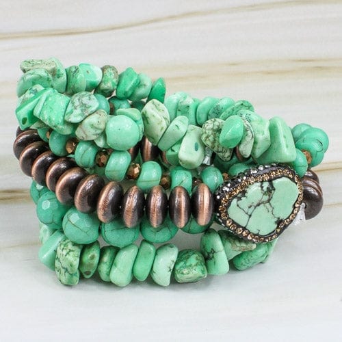 Mint turquoise bracelet CHUNK STACK Southwest Bedazzle jewelz