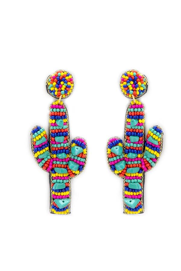 Multi cactus seed bead & chip earrings Southwest Bedazzle jewelz