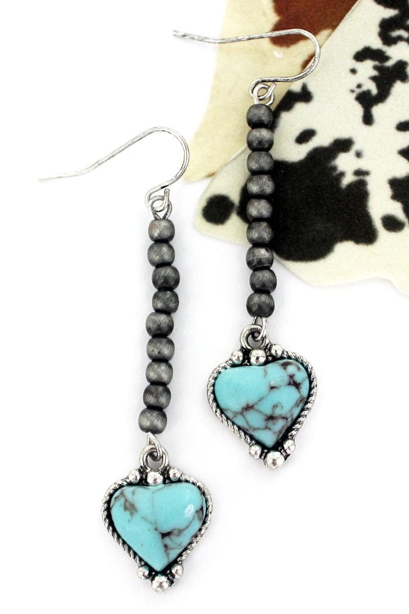 Navajo pearl turquoise heart dangle earrings Southwest Bedazzle