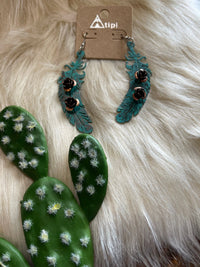 Navajo rose feather earrings Southwest Bedazzle jewelz