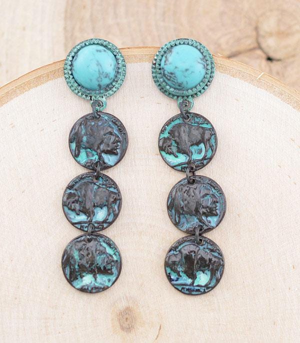 Patina buffalo nickel earrings Southwest Bedazzle jewelz