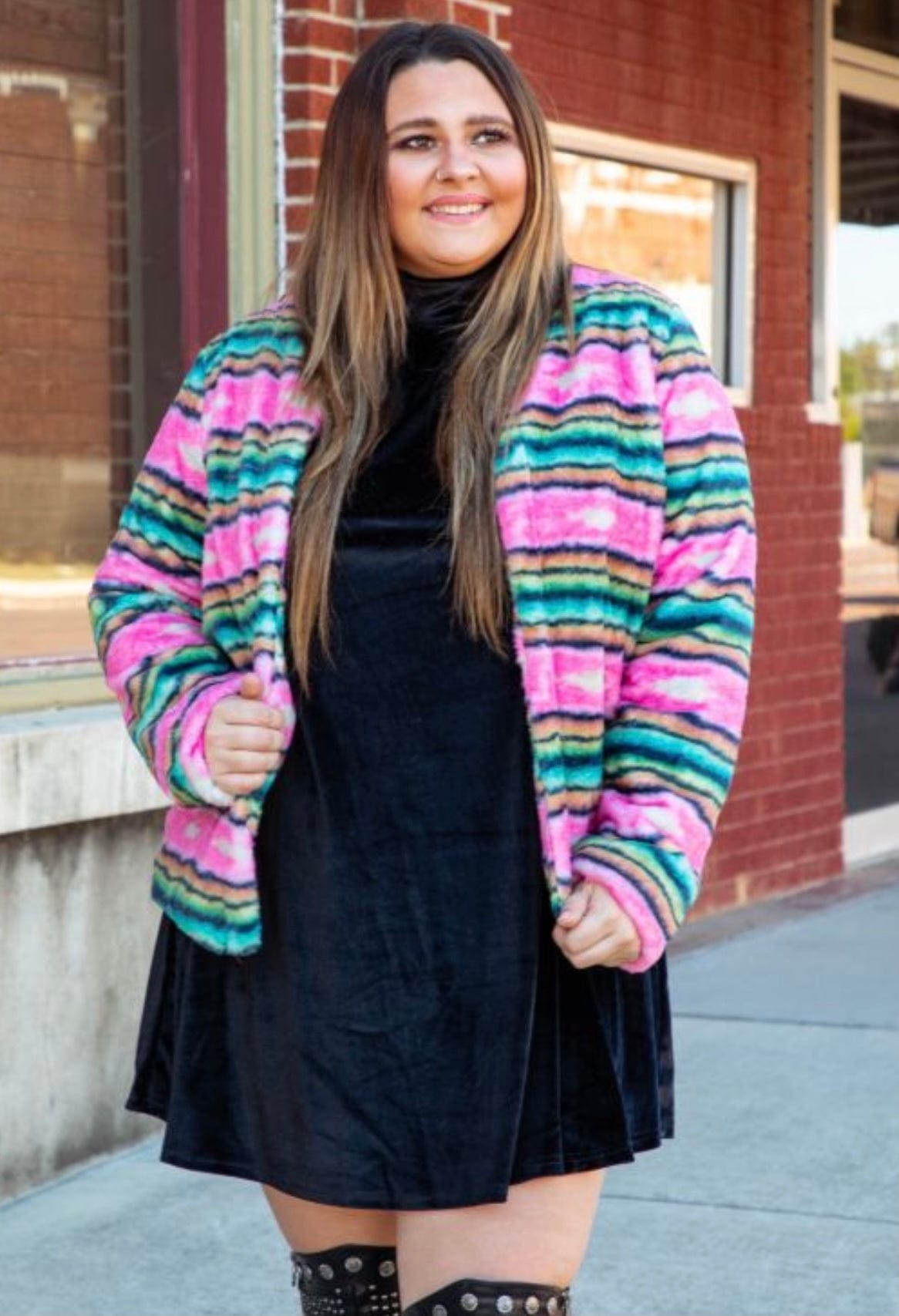 Pink aztec Fur jacket   Plus Southwest Bedazzle Bargain bonanza