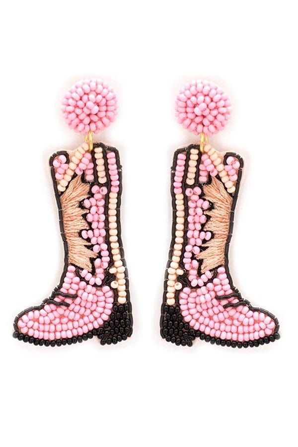 Pink Cowgirl boot earrings Southwest Bedazzle jewelz