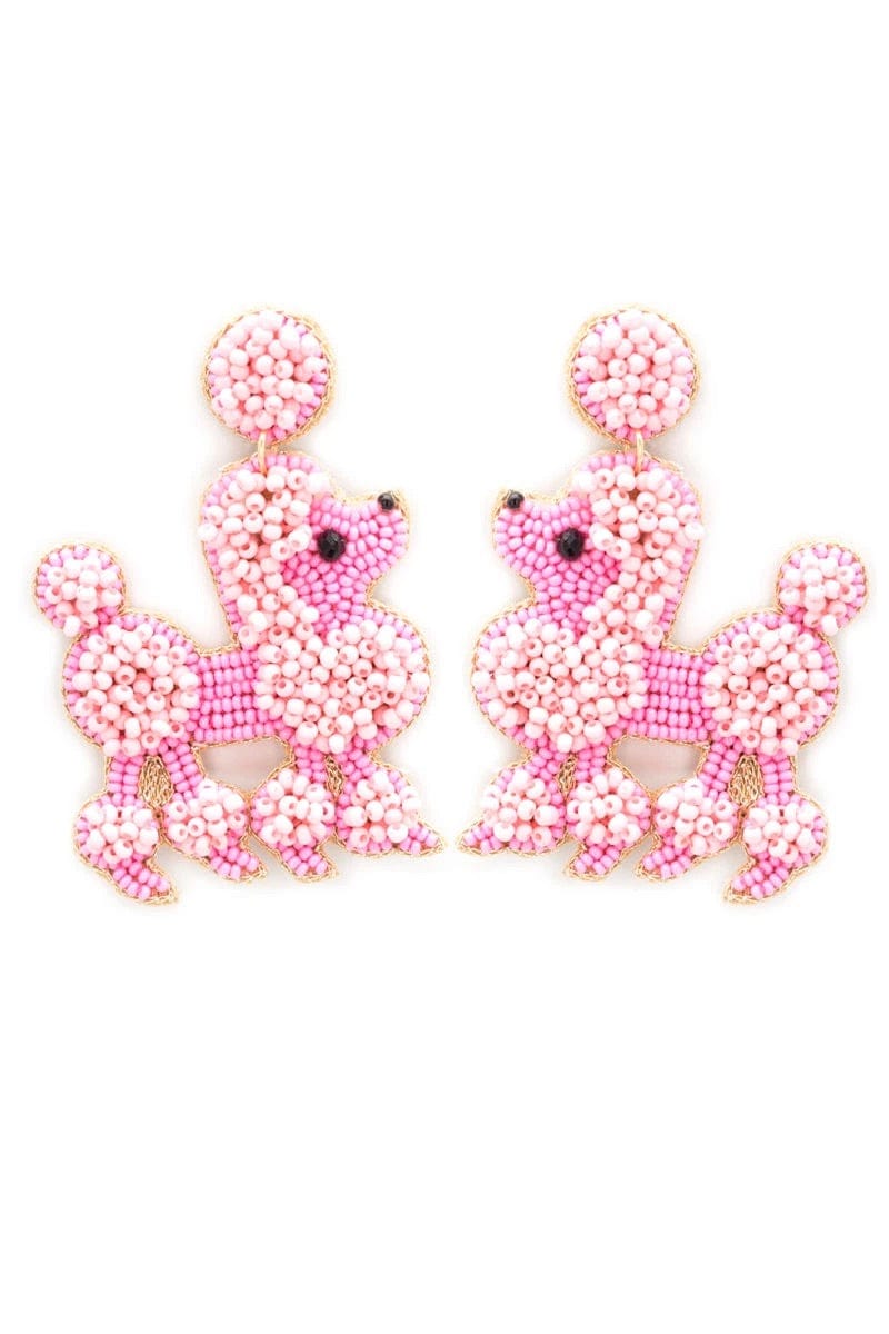 Pink poodle beaded earrings Southwest Bedazzle jewelz