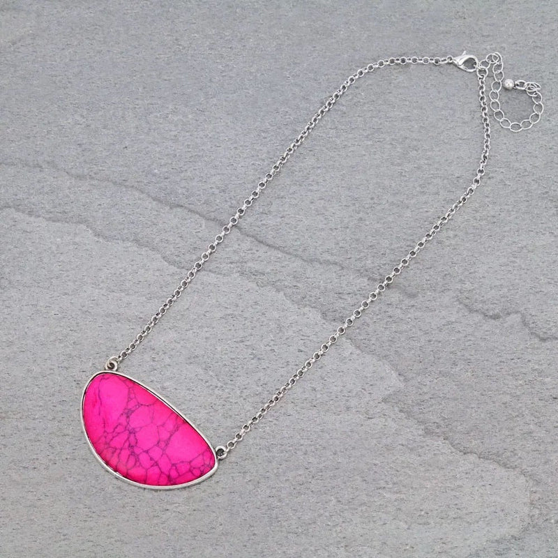 Pink Turquoise stone CHUNK short necklace Southwest Bedazzle jewelz