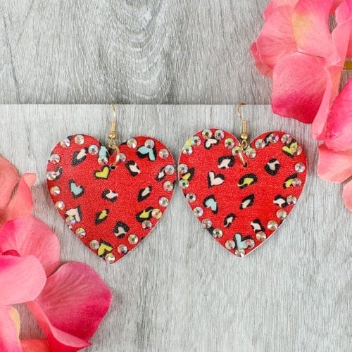 Red heart gem earrings Southwest Bedazzle jewelz