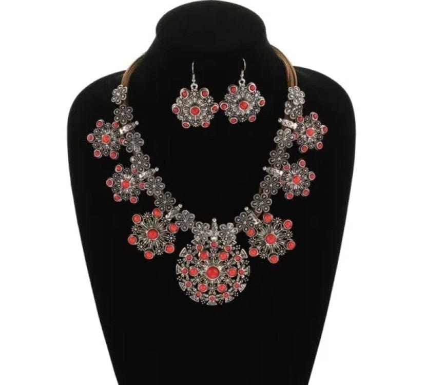 Red hot Santa fe squash blossom Southwest Bedazzle jewelz